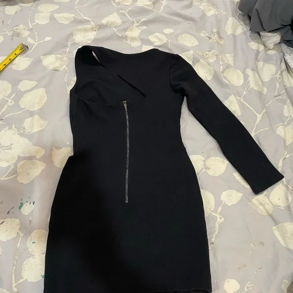 Chic Asymmetrical Black Dress with Silver Accents by Functional - Picture 4 of 6